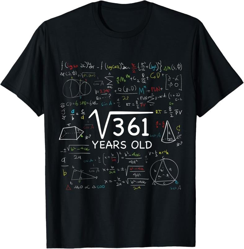 100% Cotton 19th Math Birthday 19 Year Old Gift Square Root Of 361 Bday T-Shirt Hoodie, Sweatshirt | DripVista.com