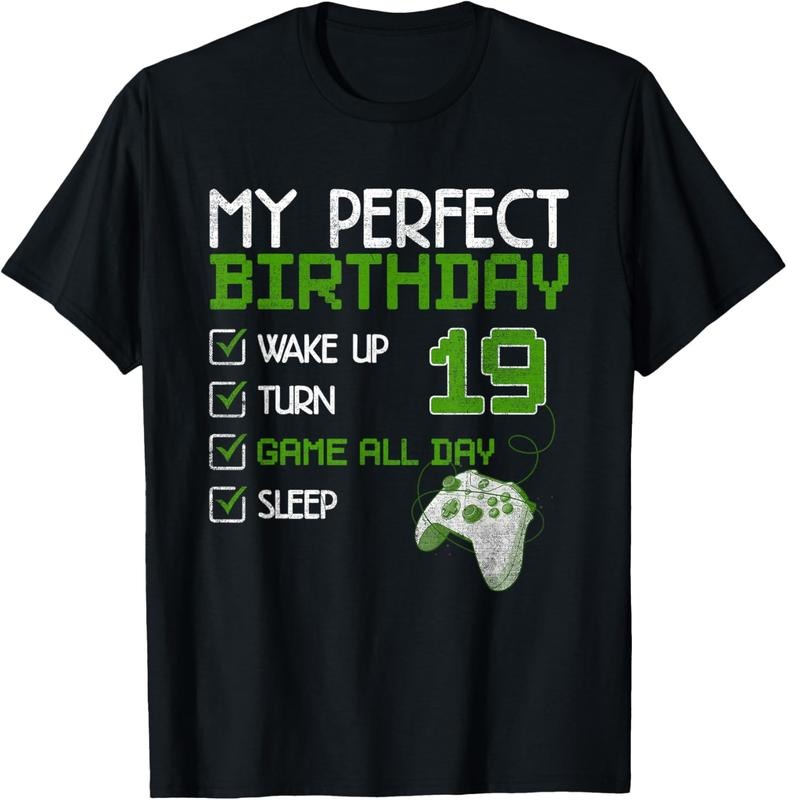 100% Cotton 19th Perfect Birthday Men Boys Gamer Gaming Gift 19 Year Old T-Shirt Hoodie, Sweatshirt | DripVista.com