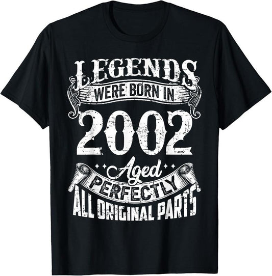 100% Cotton 20 Years Old Vintage Legends Born In 2002 20th Birthday T-Shirt