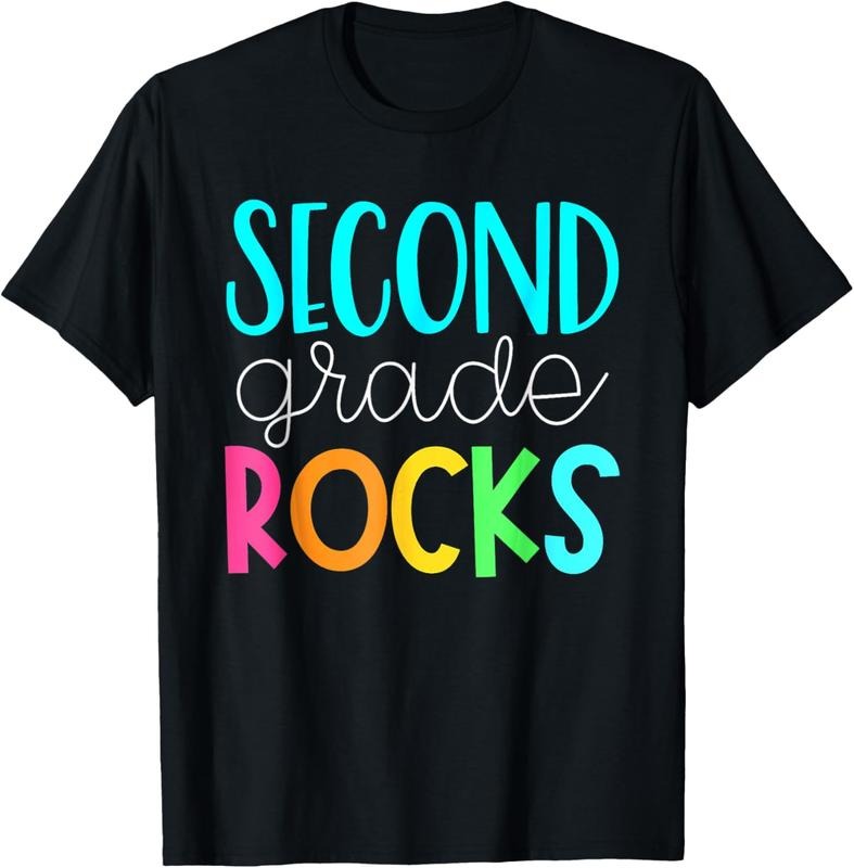 100% Cotton 2nd grade rocks rocking 2nd grade teacher T-Shirt Hoodie, Sweatshirt | DripVista.com