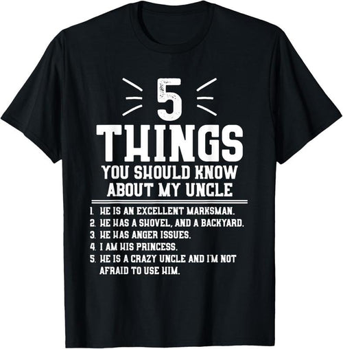 100% Cotton 5 Things Should Know About My Uncle - Niece T-Shirt T-Shirt Hoodie, Sweatshirt | DripVista.com