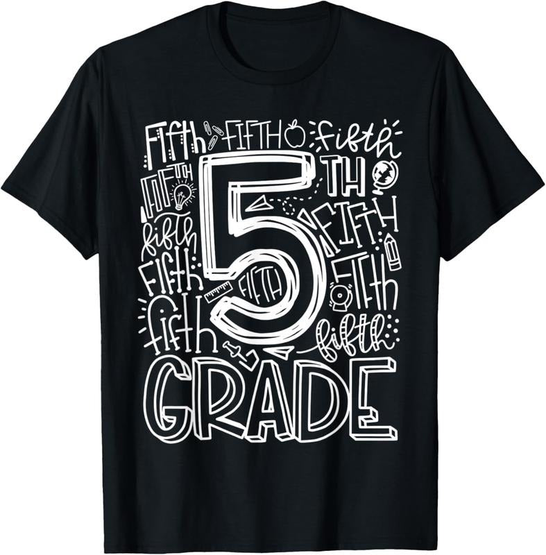 100% Cotton 5th Grade Typography Team Fifth Grade Teacher Back To School T-Shirt Hoodie, Sweatshirt | DripVista.com