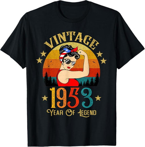 100% Cotton 71th Birthday Gift 71 Years Old For Women Retro Vintage 1953 T-Shirt Hoodie, Sweatshirt | DripVista.com