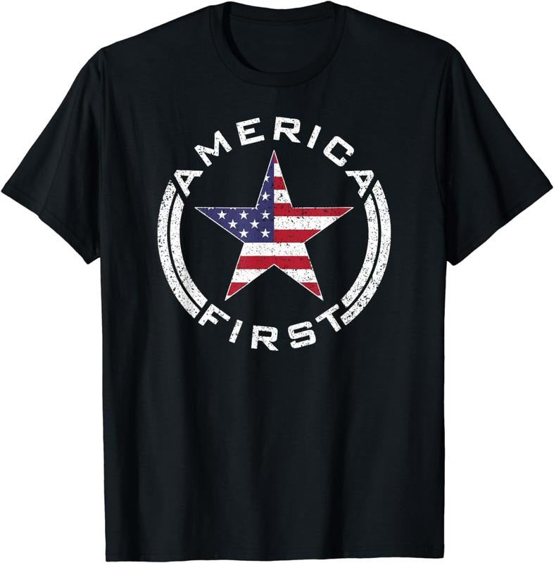 [100% Cotton]AMERICA FIRST USA FLAG AMERICAN STAR ROUNDEL PATRIOT TEE T-Shirt Hoodie, Sweatshirt | DripVista.com