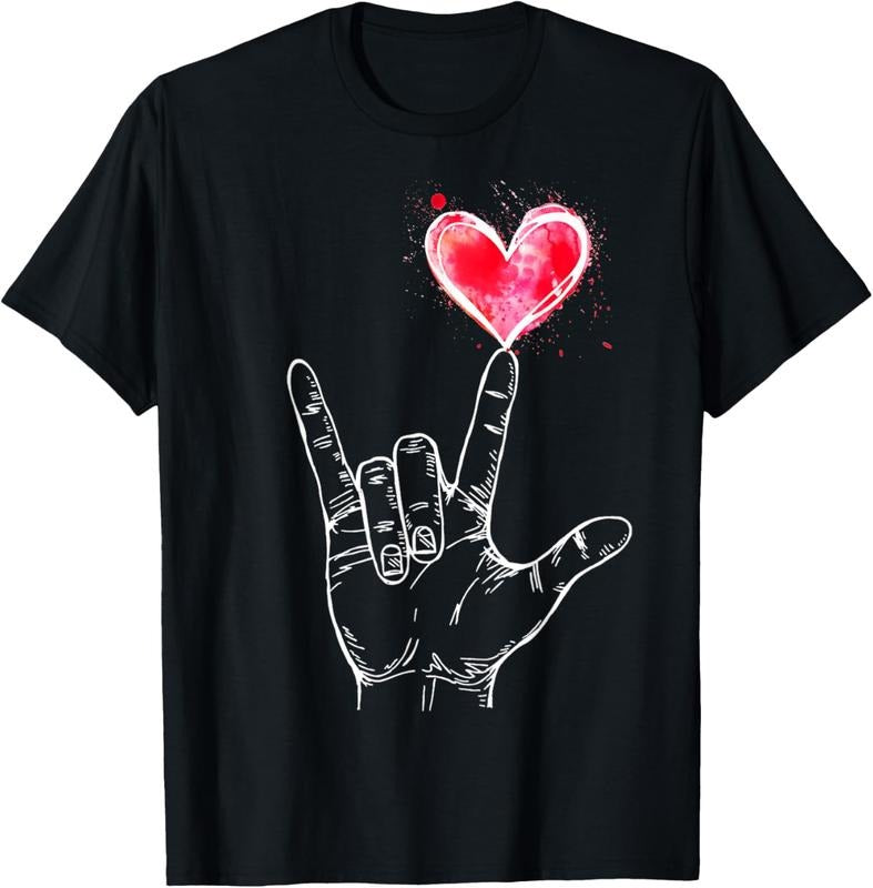 100% Cotton ASL I Love You Hand Sign Language Heart Valentine's Day T-Shirt Hoodie, Sweatshirt | DripVista.com