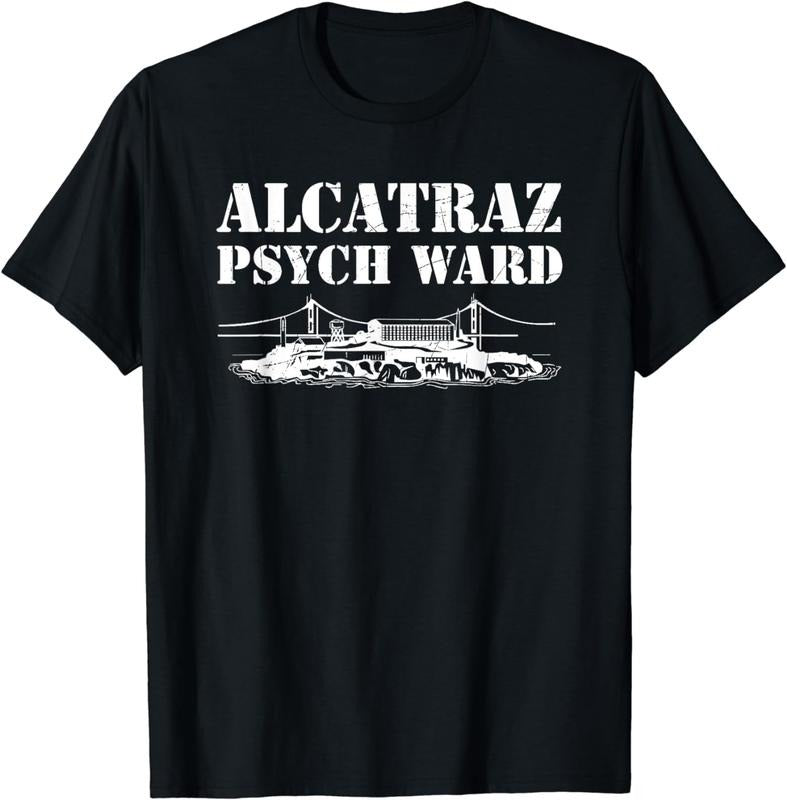 [100% Cotton]Alcatraz Psych Ward Jail Penitentiary Funny Prison T-Shirt