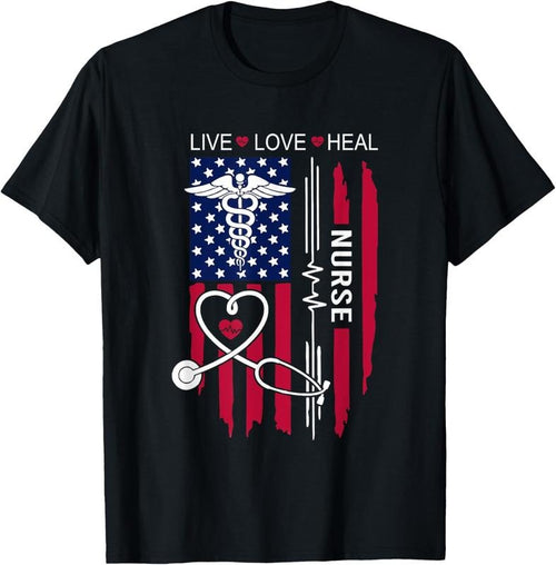 100% Cotton American Flag Nurse Day Gifts, Week Gift Nurse, Nurse's Day T-Shirt Hoodie, Sweatshirt | DripVista.com