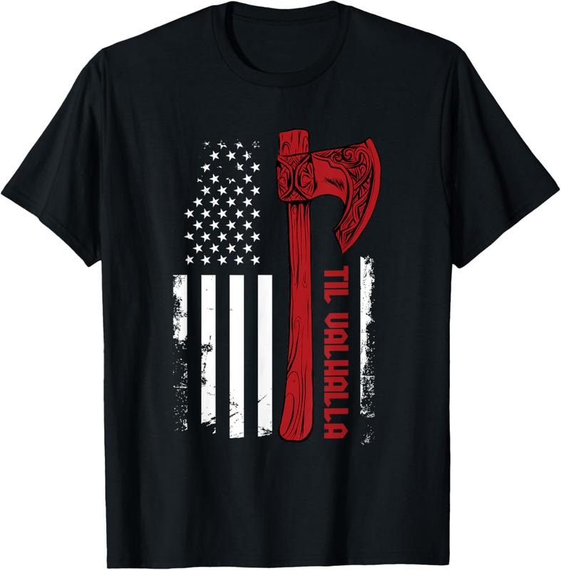 100% Cotton American Viking Axe Flag - Til Valhalla - Norse Mythology T-Shirt Hoodie, Sweatshirt | DripVista.com