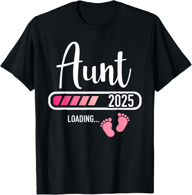 100% Cotton Aunt 2025 loading bar for new aunt T-Shirt Hoodie, Sweatshirt | DripVista.com