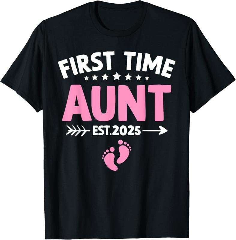 100% Cotton Auntie 2025 First Time Aunt Est 2025 Baby Announcement T-Shirt Hoodie, Sweatshirt | DripVista.com