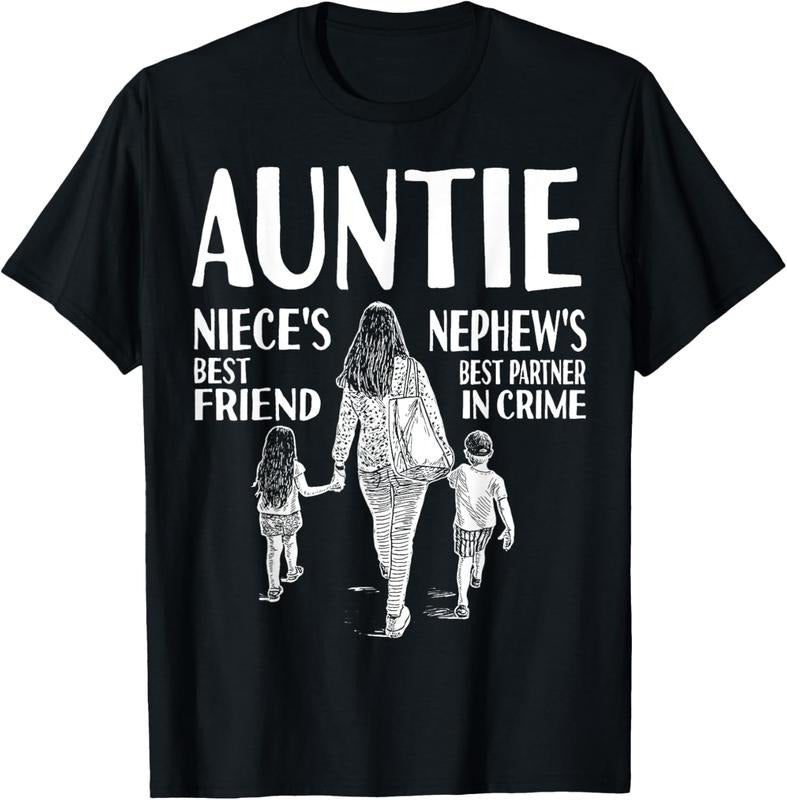 100% Cotton Auntie Niece's Best Friend Nephew's Best Partner In Crime T-Shirt Hoodie, Sweatshirt | DripVista.com