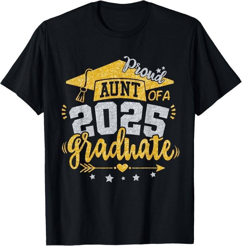 100% Cotton Auntie Senior 2025 Proud Aunt of a Class of 2025 Graduate T-Shirt Hoodie, Sweatshirt | DripVista.com