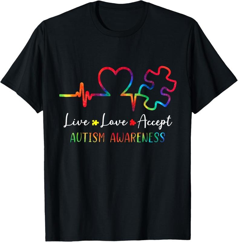 100% Cotton Autism Awareness Men Women  Live Love Accept Tie Dye T-Shirt Hoodie, Sweatshirt | DripVista.com