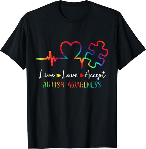 100% Cotton Autism Awareness Men Women  Live Love Accept Tie Dye T-Shirt Hoodie, Sweatshirt | DripVista.com