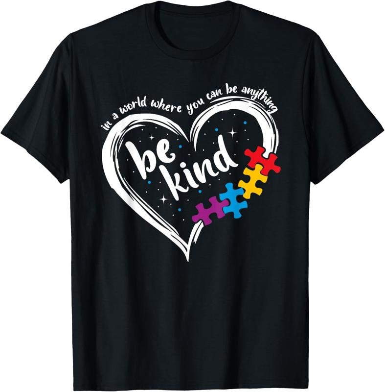 100% Cotton Autism Be Kind Women Blue Be Kind Autism Awareness T-Shirt