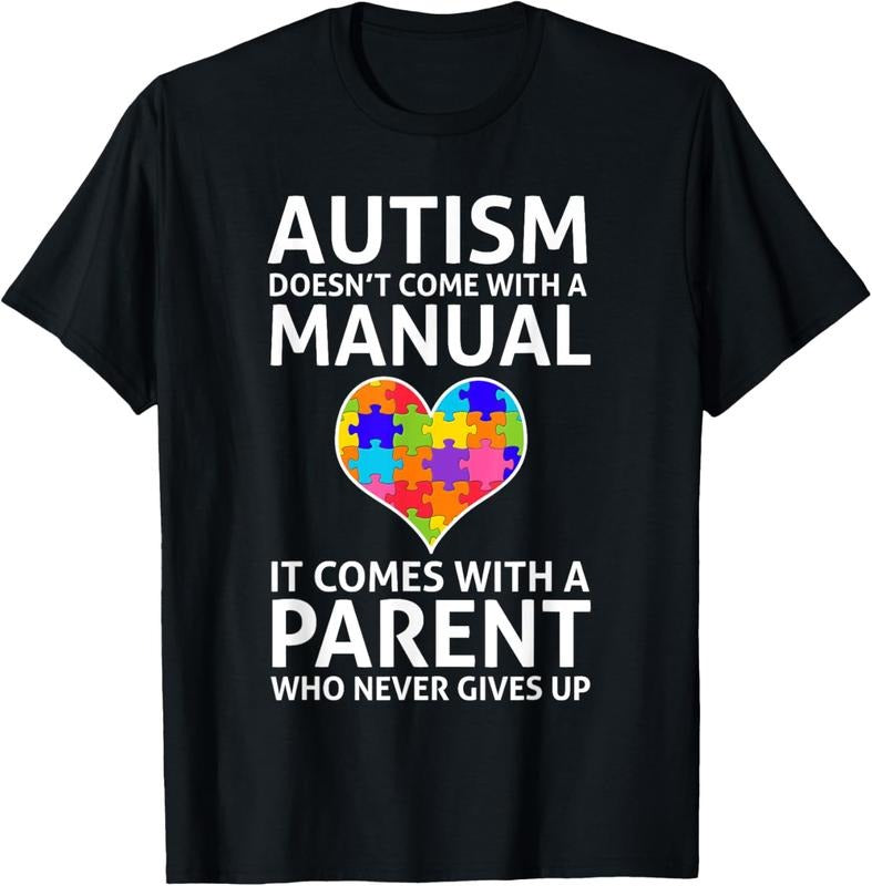 100% Cotton Autism Doesn't Come With a Manual Autism Mom Dad T-Shirt T-Shirt Hoodie, Sweatshirt | DripVista.com