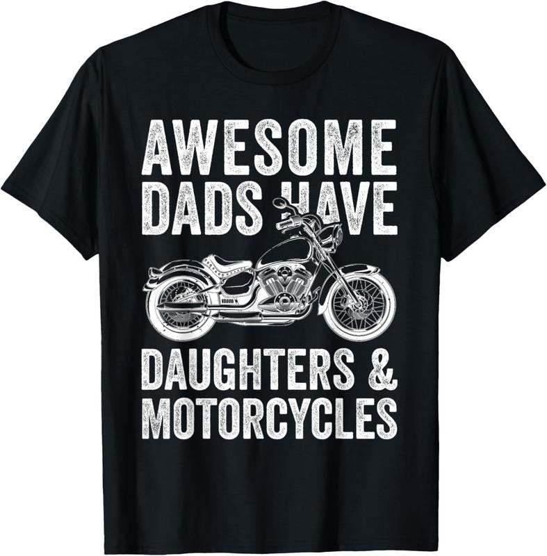100% Cotton Awesome Dads Have Daughters And Motorcycle Father's Day 2024 T-Shirt Hoodie, Sweatshirt | DripVista.com