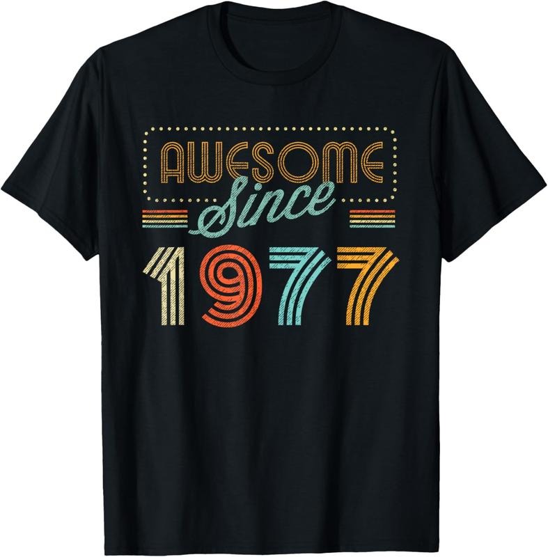 100% Cotton Awesome Since 1977 Year Of Birth Birthday T-Shirt Hoodie, Sweatshirt | DripVista.com