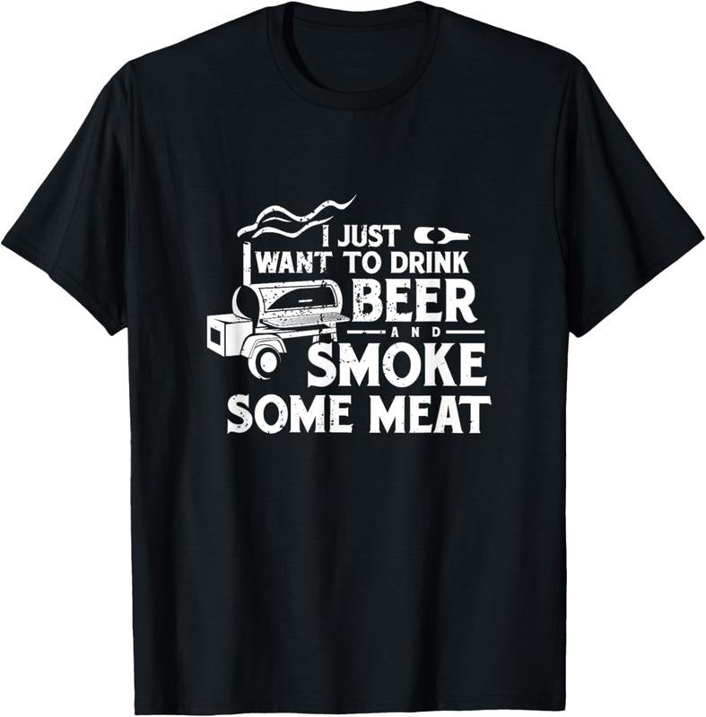100% Cotton BBQ Smoking Pitmaster Drink Beer Smoke Meat T-Shirt Hoodie, Sweatshirt | DripVista.com