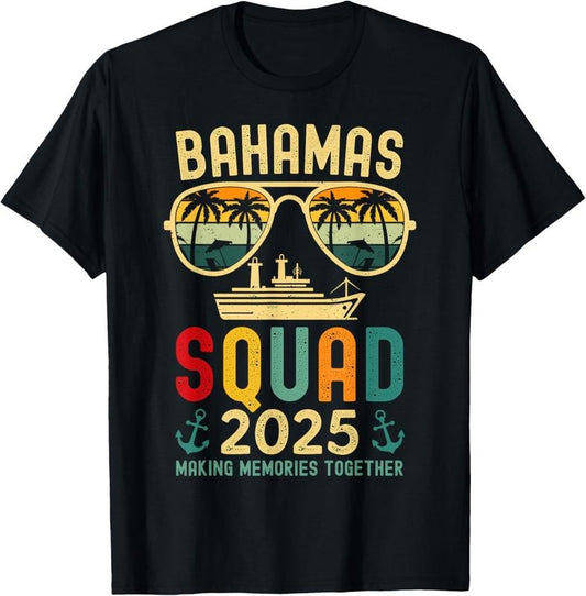 100% Cotton Bahamas Cruise Vacation 2025 Family Friends Squad Matching T-Shirt
