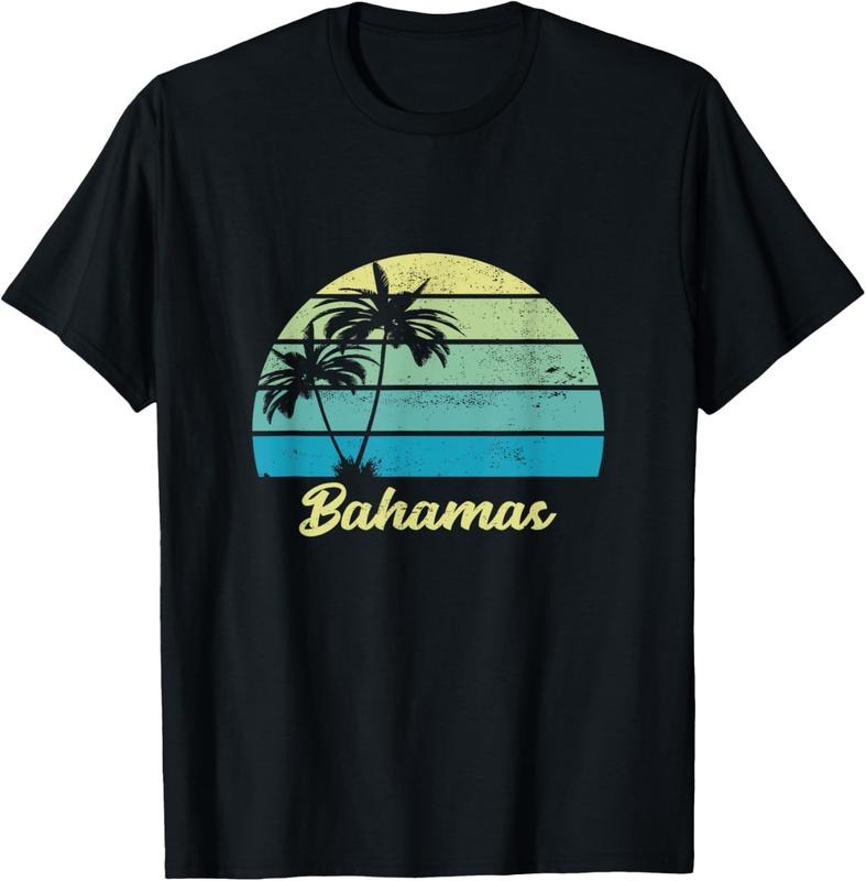 100% Cotton Bahamas Souvenir T Shirt Vacation Vintage Palm T-Shirt Hoodie, Sweatshirt | DripVista.com