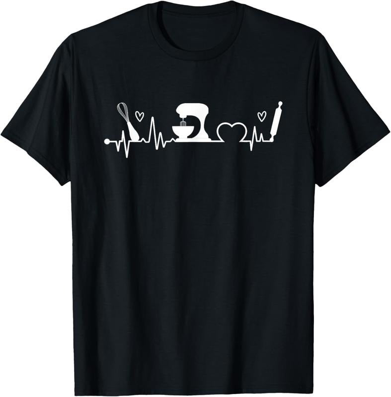 100% Cotton Baking Heartbeat Baker Bakery Owner Pastry Chef T-Shirt Hoodie, Sweatshirt | DripVista.com
