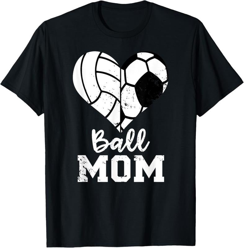 100% Cotton Ball Mom Heart Funny Soccer Volleyball Mom T-Shirt Hoodie, Sweatshirt | DripVista.com