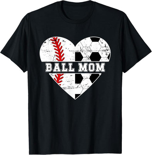 100% Cotton Ball Mom Heart Soccer Baseball Mom Soccer Baseball Mama T-Shirt Hoodie, Sweatshirt | DripVista.com