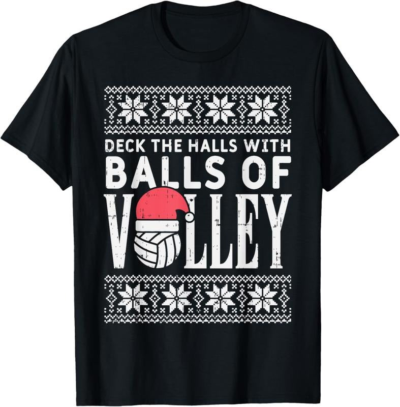 100% Cotton Balls Of Volley Xmas Volleyball Ugly Christmas Sweater Gift T-Shirt Hoodie, Sweatshirt | DripVista.com