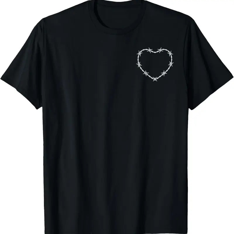 100% Cotton Barbed Wire Heart Grung Punk Aesthetics Subtle Art Egirl Emo T-Shirt Hoodie, Sweatshirt | DripVista.com