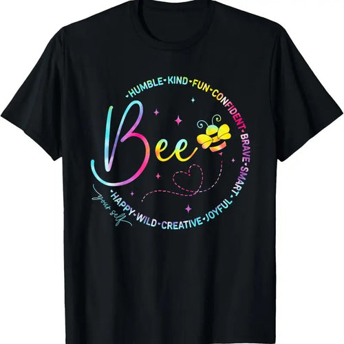 100% Cotton Bee Happy Kind Brave Humble Smart Positive Bumblebee Womens T-Shirt Hoodie, Sweatshirt | DripVista.com