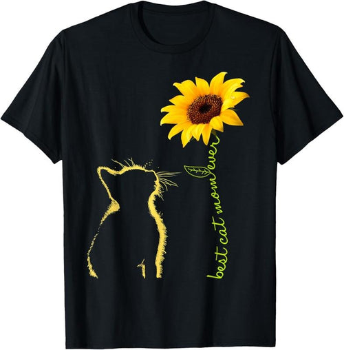 100% Cotton Best Cat Mom Ever Sunflower Mother's Day Gifts for Cat Lover T-Shirt Hoodie, Sweatshirt | DripVista.com