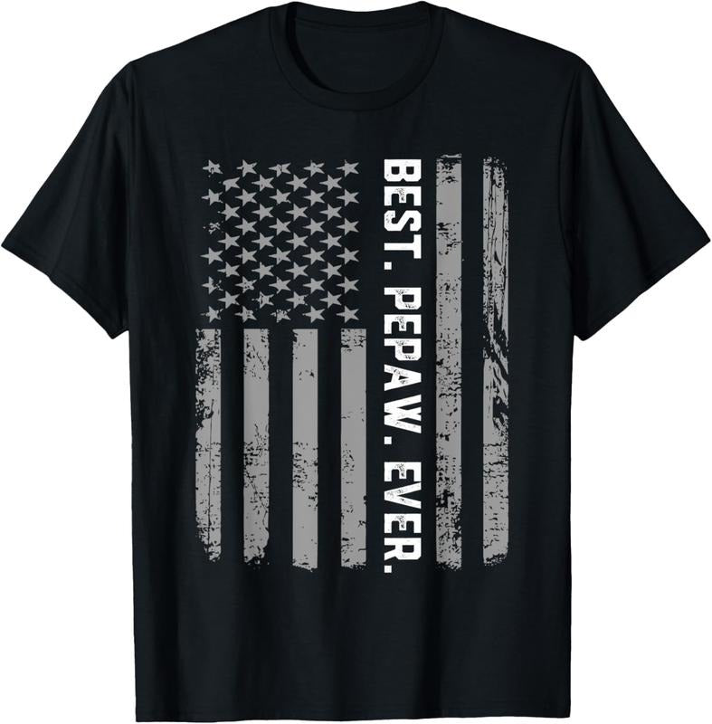 100% Cotton Best Pepaw Ever Vintage American Flag T Shirt T-Shirt Hoodie, Sweatshirt | DripVista.com