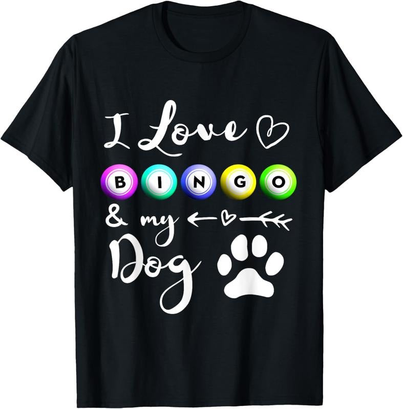 100% Cotton Bingo for Women I love Bingo and my Dog Gift T-Shirt Hoodie, Sweatshirt | DripVista.com