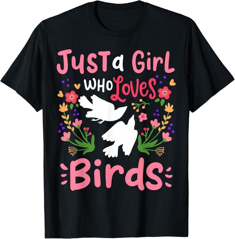 100% Cotton Bird Just A Girl Who Loves Birds Gift for Bird Lovers T-Shirt Hoodie, Sweatshirt | DripVista.com