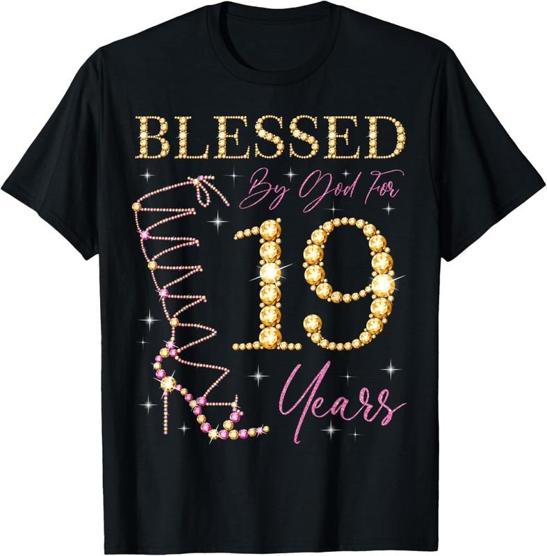 100% Cotton Blessed By God For 19 Years Old 19th Birthday Party B-day T-Shirt Hoodie, Sweatshirt | DripVista.com