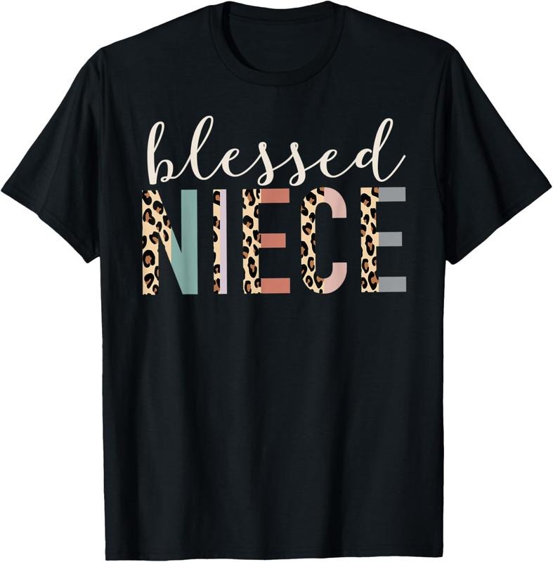 100% Cotton Blessed Niece Gifts From Auntie Cute Leopard Print T-Shirt Hoodie, Sweatshirt | DripVista.com