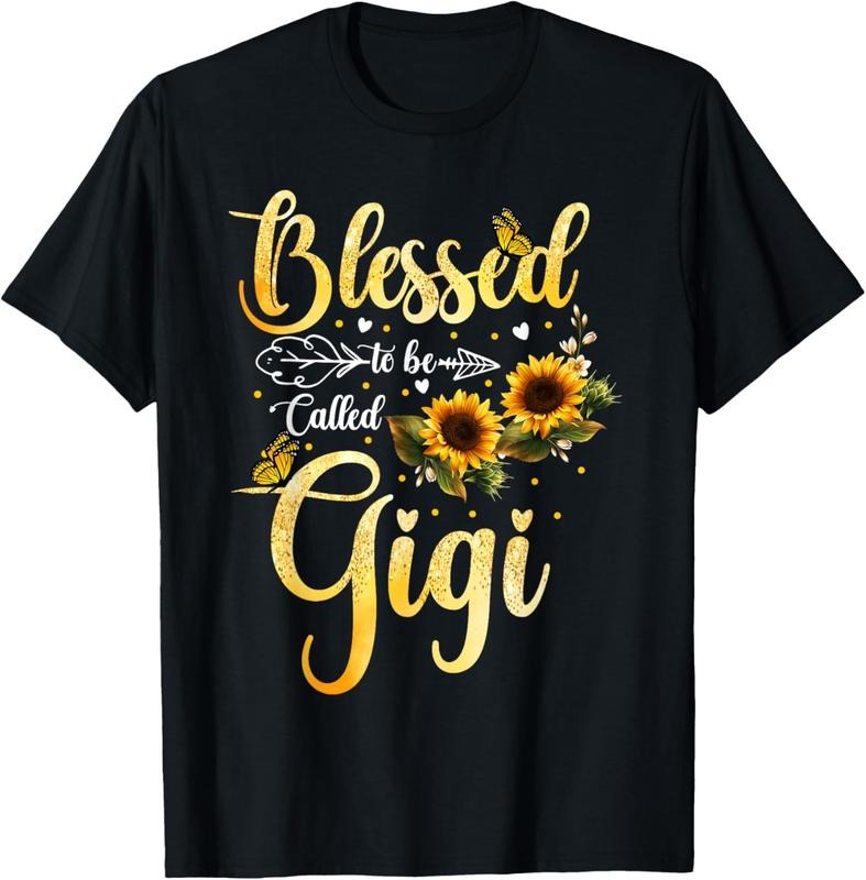 100% Cotton Blessed To Be Called Gigi Sunflower Butterfly Mothers Day T-Shirt Hoodie, Sweatshirt | DripVista.com
