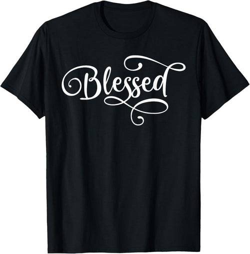 100% Cotton Blessed White Fancy Script Christian Religious God Jesus T-Shirt Hoodie, Sweatshirt | DripVista.com