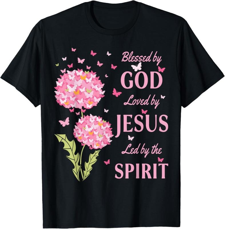 100% Cotton Blessed by God Loved by Jesus Butterfly Dandelion T-Shirt Hoodie, Sweatshirt | DripVista.com