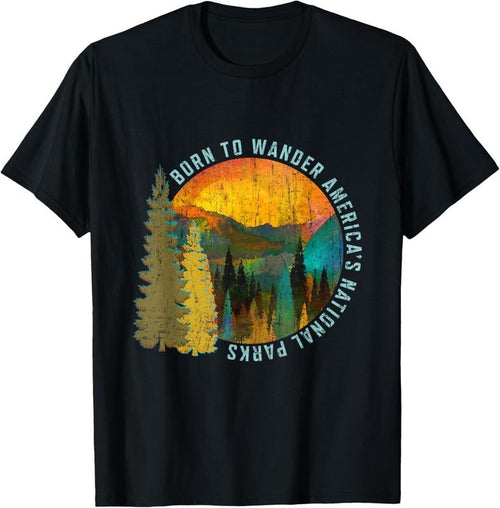 100% Cotton Born to Wander Americas National Parks Vintage T-Shirt Hoodie, Sweatshirt | DripVista.com
