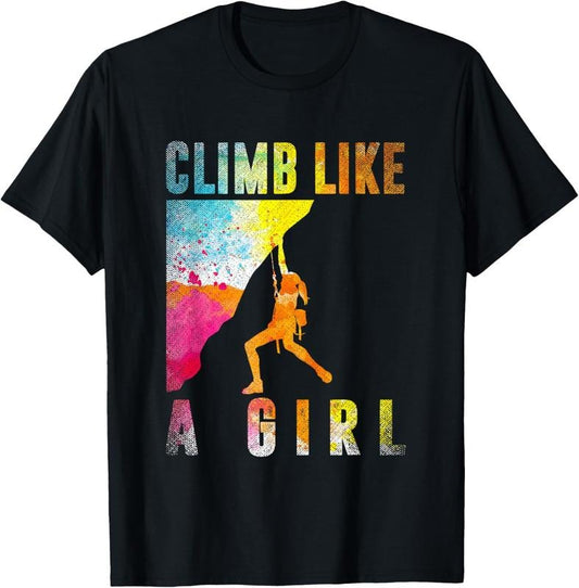 100% Cotton Bouldering Rock Climber Women Girls  Rock Climbing T-Shirt