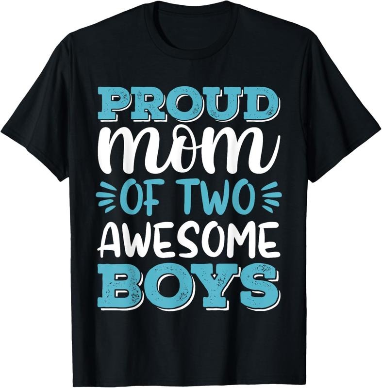 100% Cotton Boy Mom Shirt For Women, Proud Mom Of 2 Awesome Boys T-Shirt Hoodie, Sweatshirt | DripVista.com