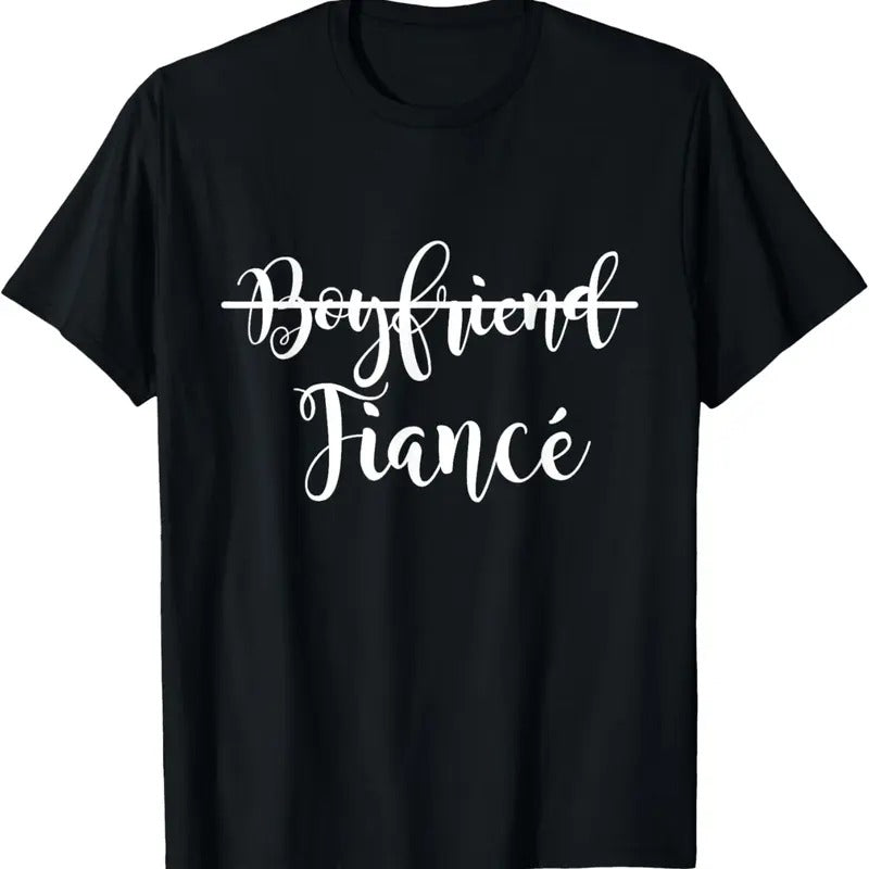 100% Cotton Boyfriend Fiance Present Couple Engagement Just Engaged T-Shirt Hoodie, Sweatshirt | DripVista.com