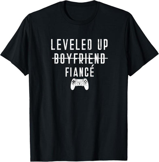 100% Cotton Boyfriend To Fiance Level Leveled Leveling Up Video Game T-Shirt