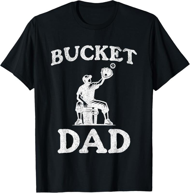 100% Cotton Bucket Dad Softball Dad Baseball Funny Father's Coach T-Shirt Hoodie, Sweatshirt | DripVista.com