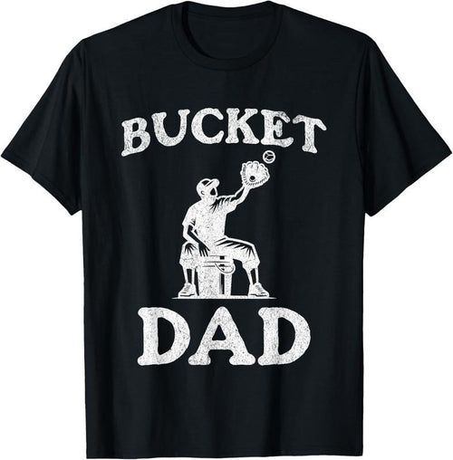 100% Cotton Bucket Dad Softball Dad Baseball Funny Father's Coach T-Shirt Hoodie, Sweatshirt | DripVista.com