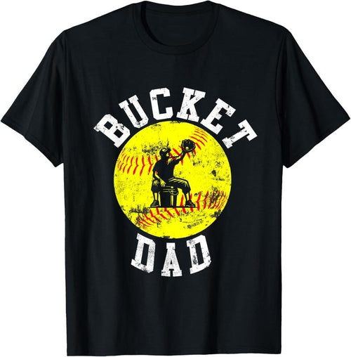 100% Cotton Bucket Dad Softball Dad Baseball Funny Father's T-Shirt Hoodie, Sweatshirt | DripVista.com