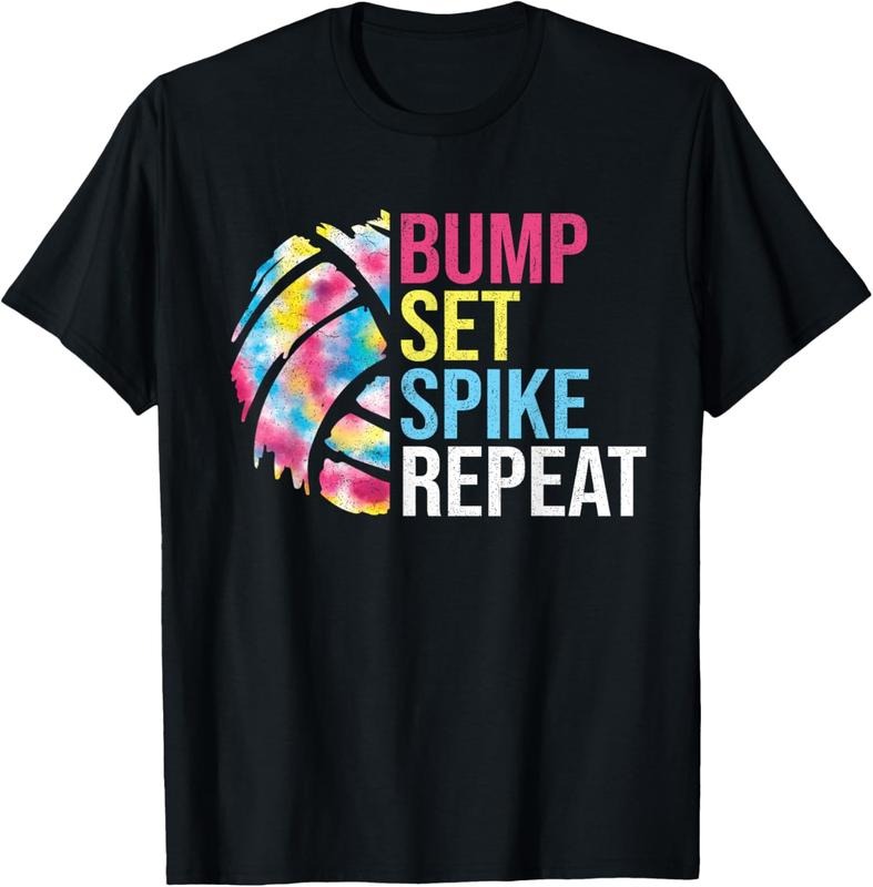100% Cotton Bump Set Spike Repeat Volleyball Shirt For Girls Teens Women T-Shirt