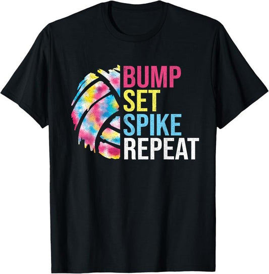 100% Cotton Bump Set Spike Repeat Volleyball Shirt For Girls Teens Women T-Shirt
